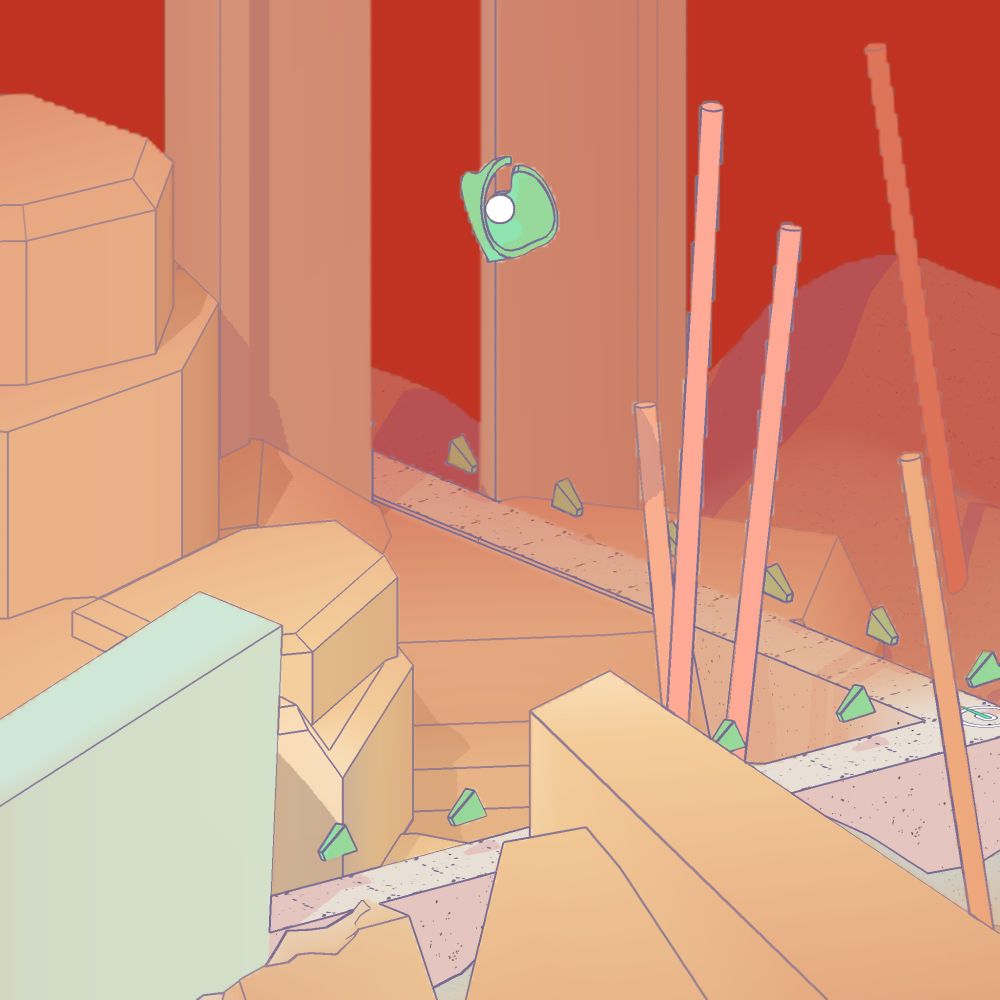 Screenshot of an isometric 3D puzzle game. CellShading, Outlines and comics style