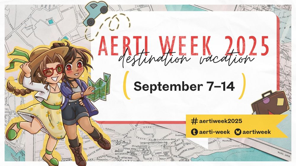 Aerti Week 2025: Destination Vacation

September 7-14

(Aerith and Tifa are in adorable summer outfits!)