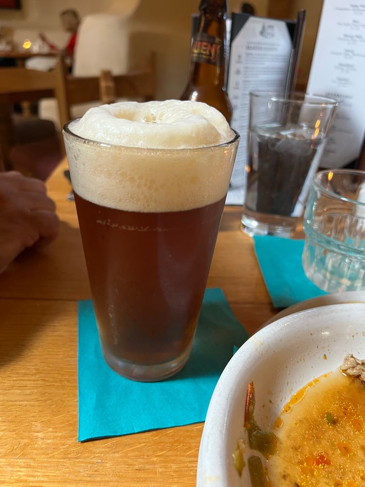 After pouring into glass