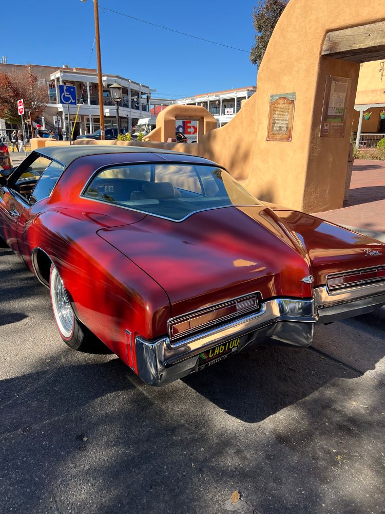  1972 with Riviera (dark red) with boat tail in front of San Felipe Church)