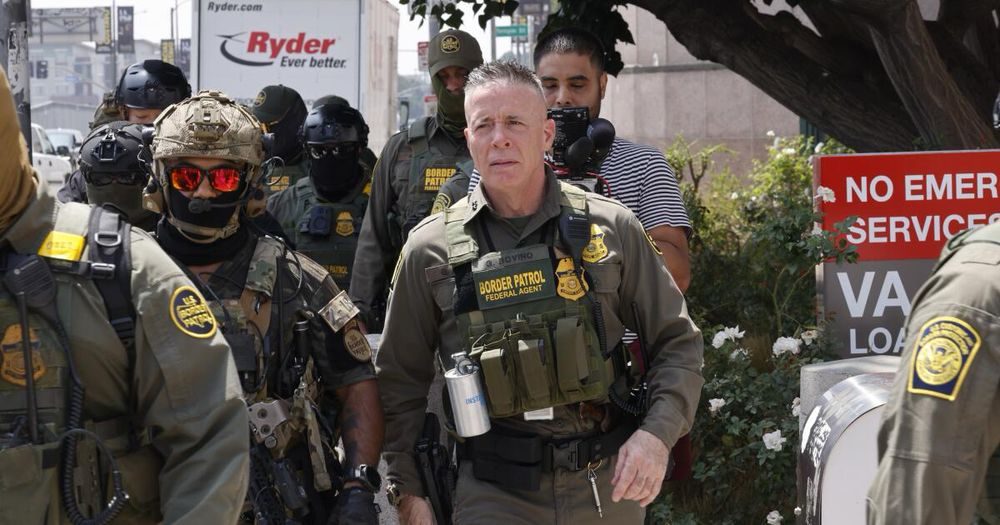 Border Patrol agents arrested at least one person, who a coworker said was delivering strawberries, outside of Gov. Gavin Newsom's event in Little Tokyo.