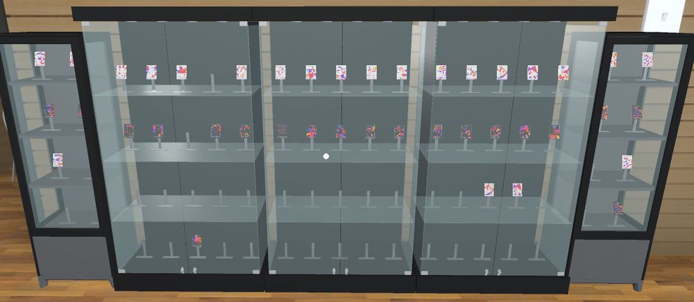 TCG Card Shop, Displaying a bunch of Ghost Rare cards. Missing one Ghost White, one ghost black. 