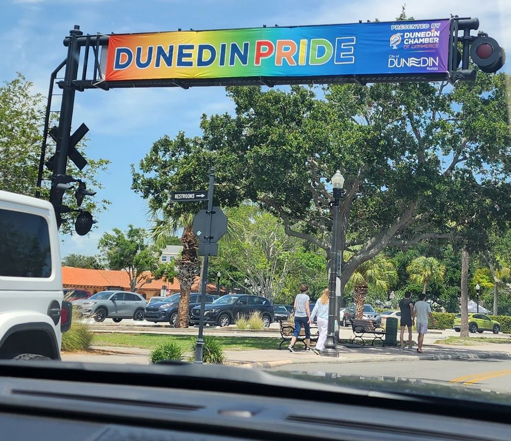 De Dantis hometown of dunedine pride banner
