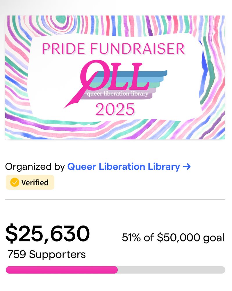 Screencap of the QLL fundraiser page — we’re 51% of our 50k goal! $25,630 raised by 759 supporters!