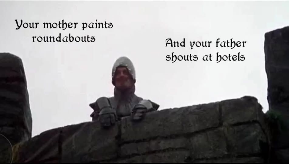 Your mother paints roundabouts and your father shouts at hotels