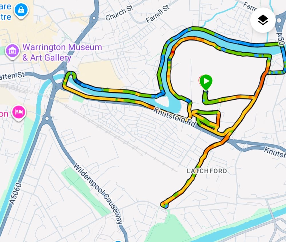 A screenshot from Garmin of the walk route 