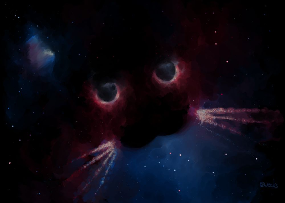 uni the cat's face represented as a nebula and stars in space.