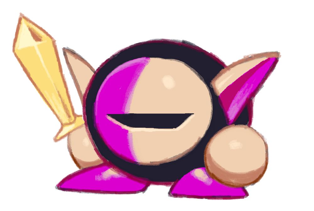 drawing of meta knight from kirby based on his kirby's adventure sprite
