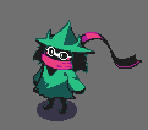 overhead view sprite of ralsei from deltarune also I know I've been drawing him a bunch lately but idk it's simple and comforting