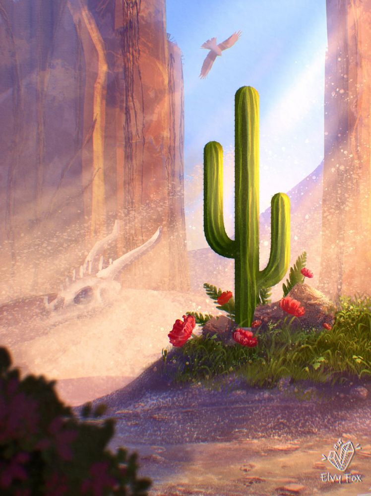 Cactus in the desert illustration 