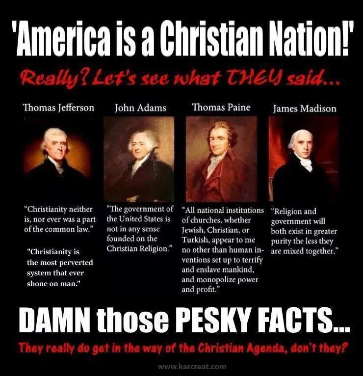 Graphic about our founders not wanting the US to be considered a Christian Nation