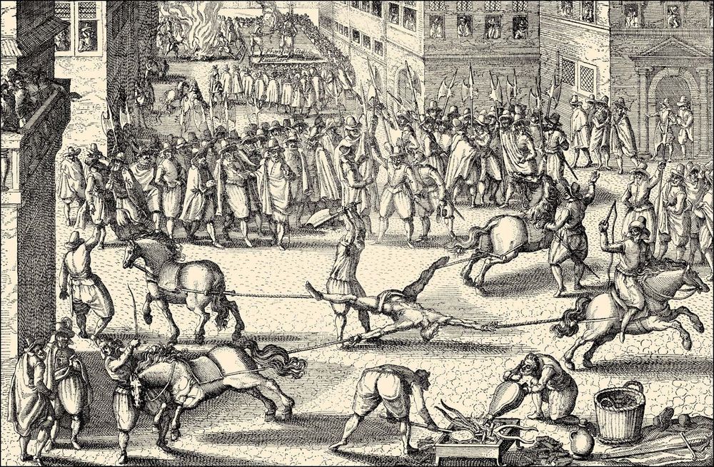 man being drawn and quartered