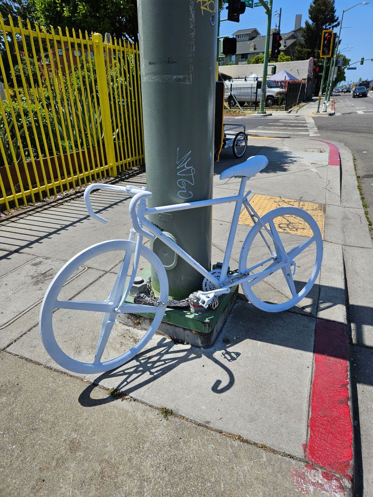 Jerome's ghost bike on the corner of 78th Ave & International Blvd, Oakland, CA.