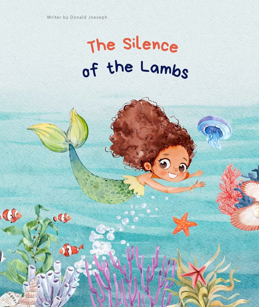 Image of the cover of a children's book by Donald Joseph, showing a drawing of a happy mermaid swimming amongst fish and coral. 

The book is called 'The Silence of the Lambs.'