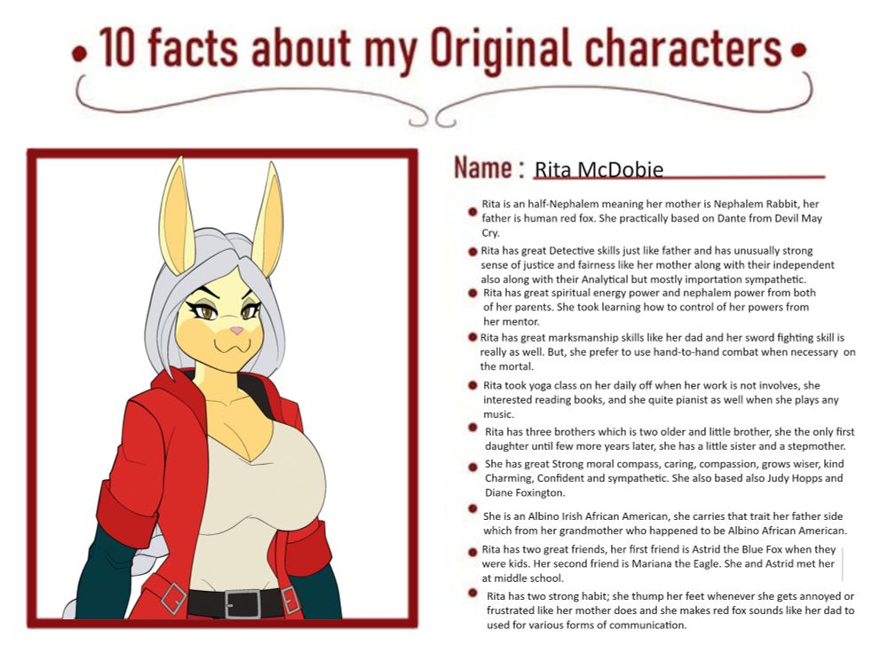 Rita's bloodline Heritage is Irish Albinism African American, her father is Irish African American.