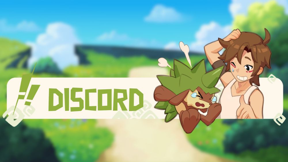 A graphic with "Discord" featuring Yuccapine and a human character from Tomo: Endless Blue.