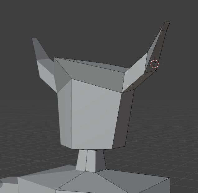 Cabeça sem rosto de modelo 3D LOW Poly com chifre e topete, feito no blender