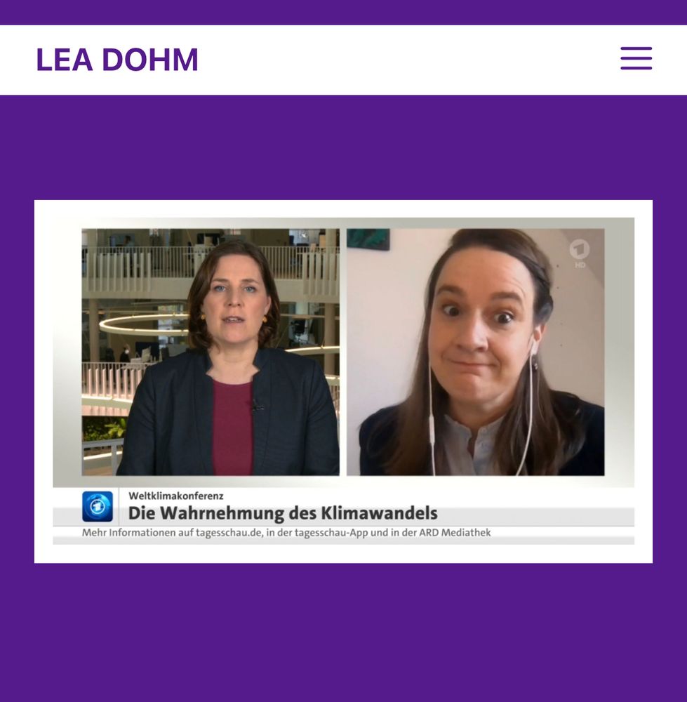 Foto von der Website, wie ich im tagesschau Interview eine Grimasse schneide 