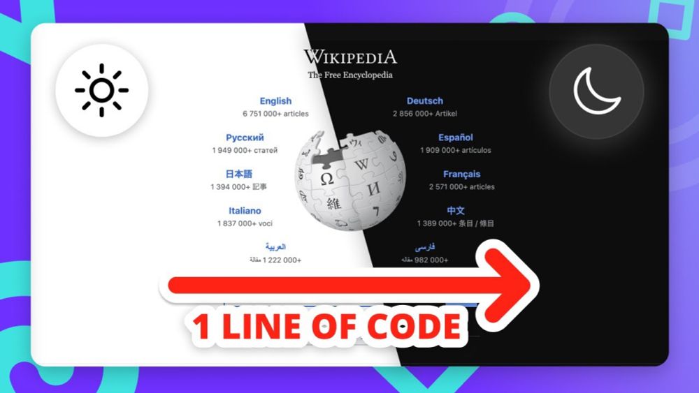 Add Dark Mode to any website with a single line of code