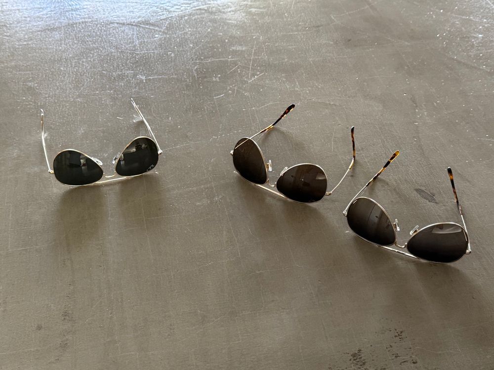 Three pairs of all-but-identical sunglasses and IDNK why