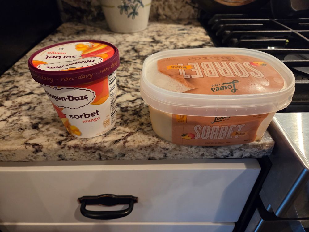 Haagen Daaz Mango Sorbet & Lowe's Foods Mango sorbet