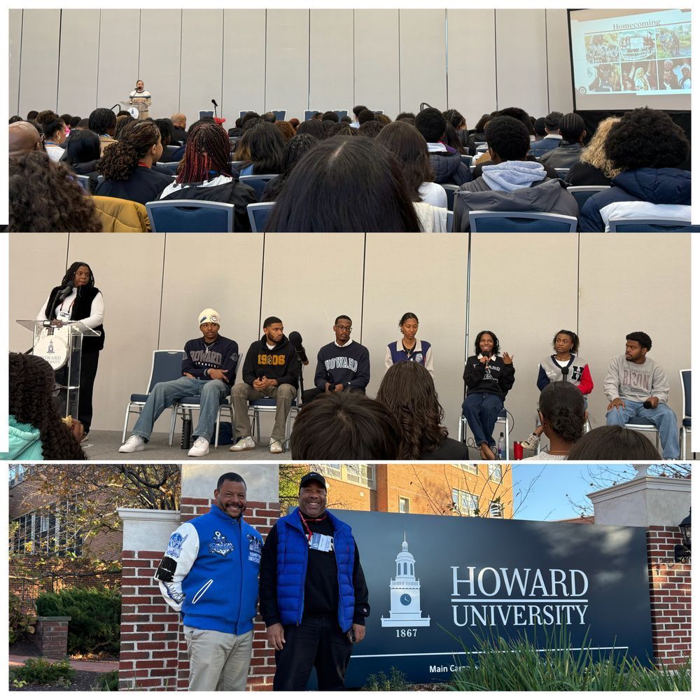 MSAN Students listening to session and asking questions to the Howard student panel. Chaperones posing for an amazing visit.