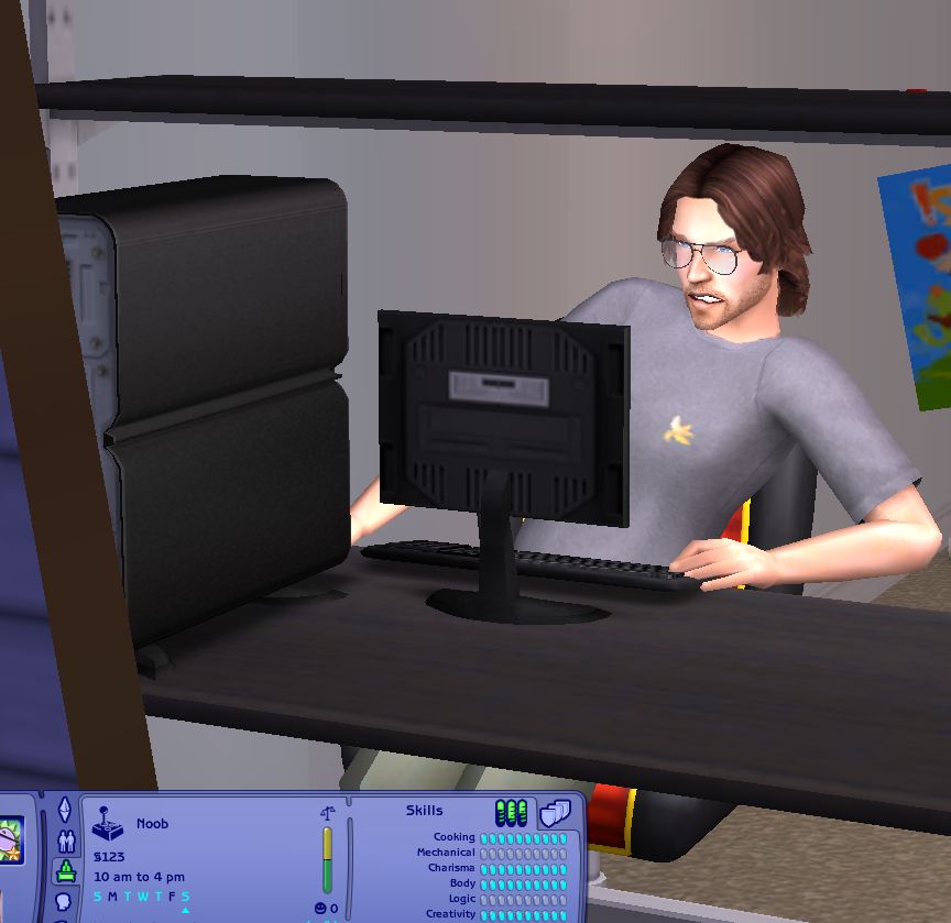 a character designed to look like jerma in the game the sims 2