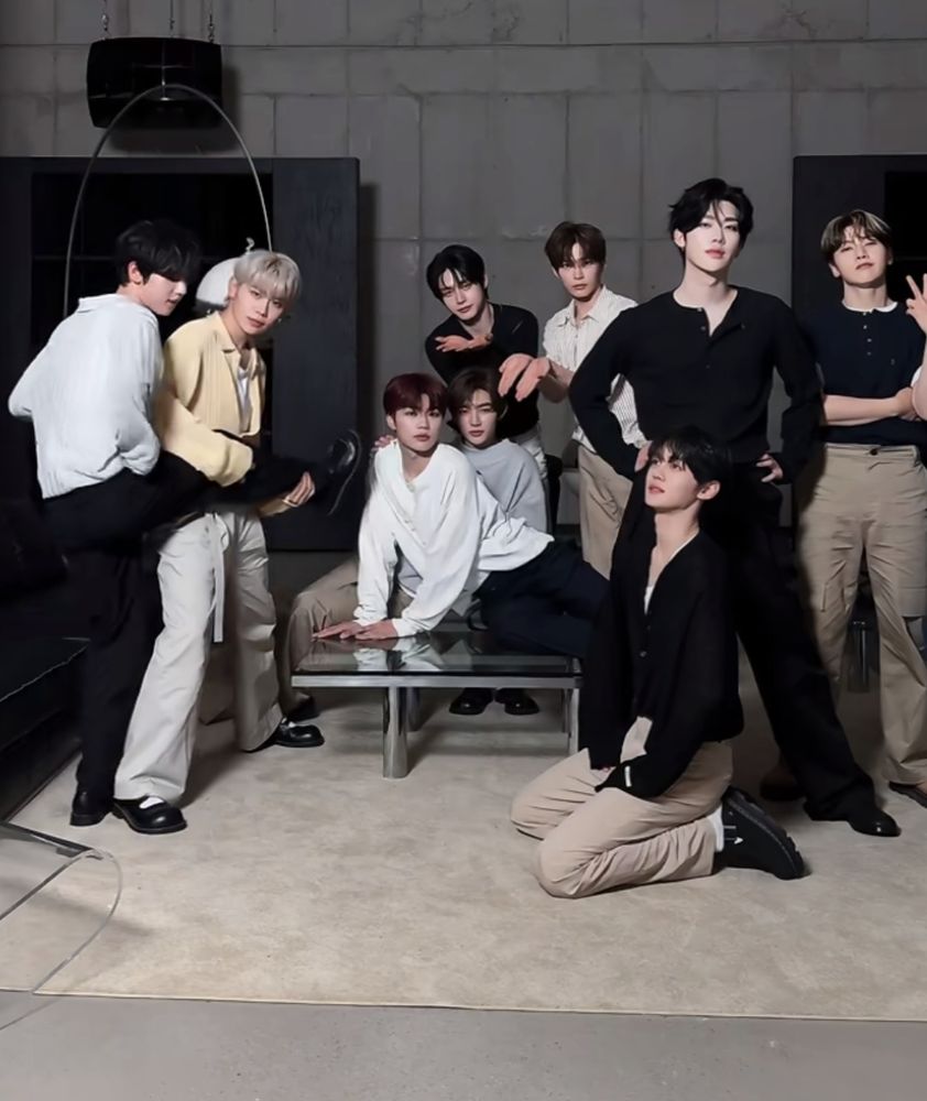 Somewhat normal but taerae is holding yujin's leg like a guitar and gunwook and hao are posing like a bathing suit cover model shoot with two sisters