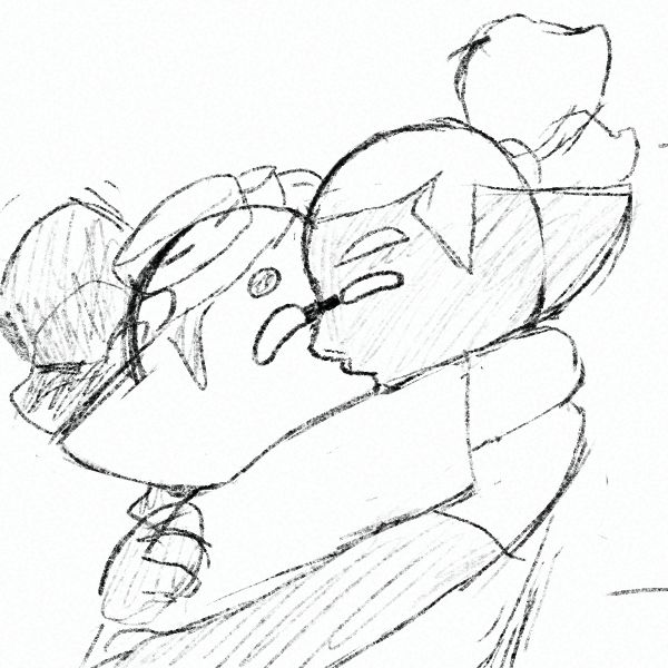 Goggles and Rider hugging and kissing 