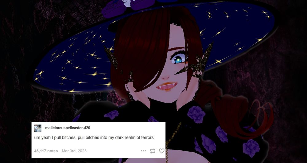 screenshot says "um yeah I pull bitches. pull bitches into my dark realm of terrors"