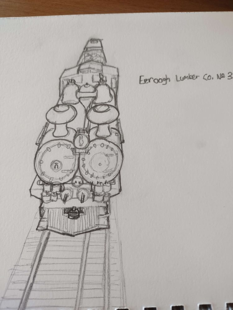 sketch of a broad gauge steam loco with two boilers. their domes are connected by a steam pipe