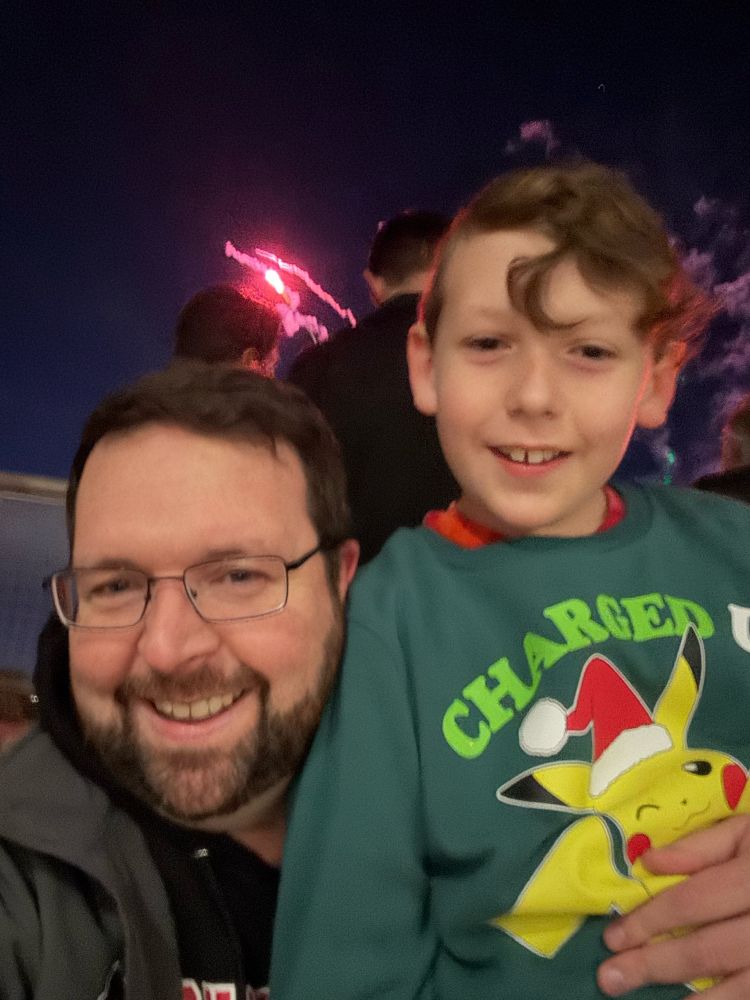 Mark and Garrett at the Arkansas State Capitol holiday lighting ceremony.