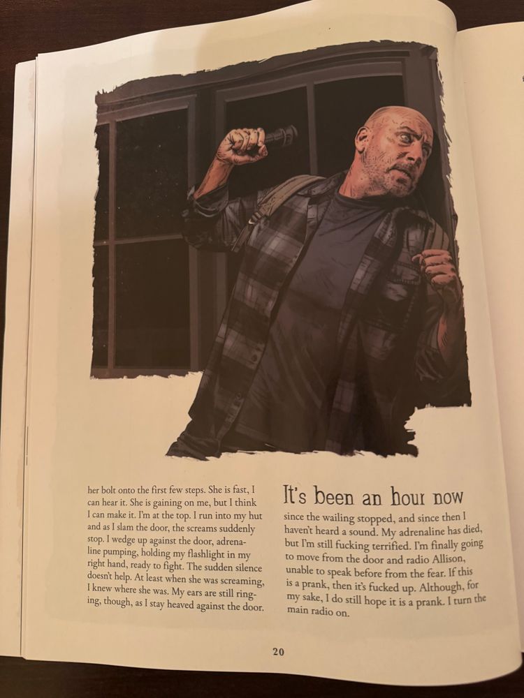 Interior page from Look Out with illustration of main character Oscar bracing himself to confront the Weeping Lady