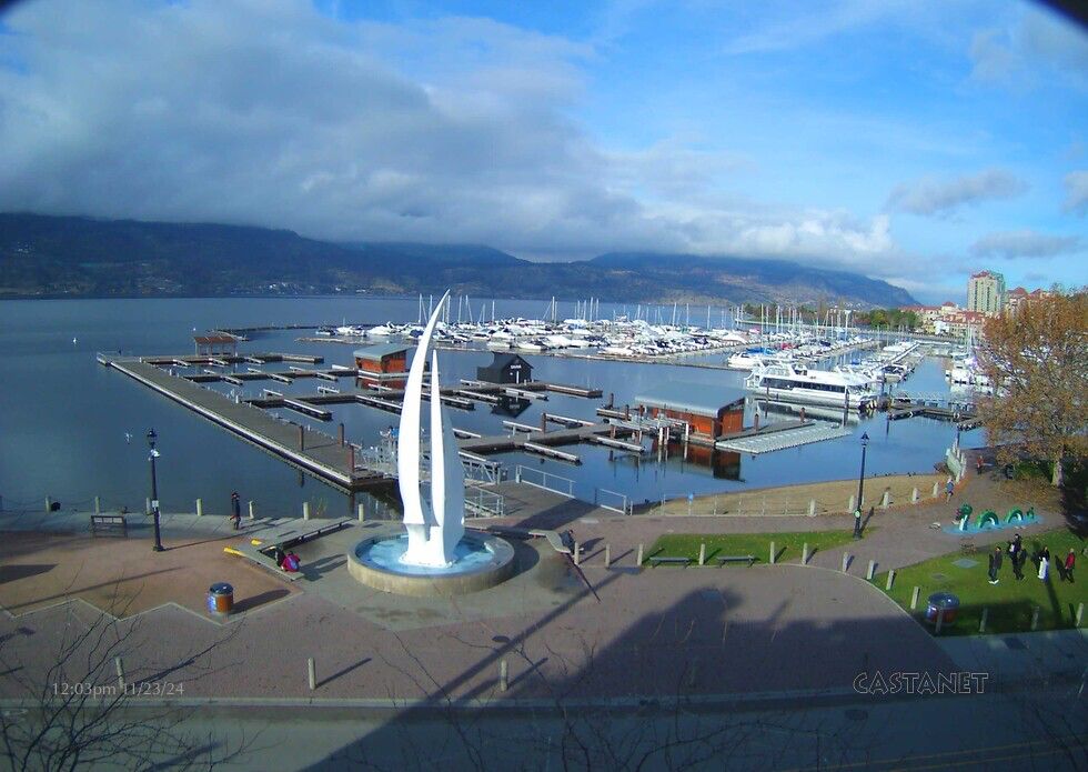 A view of the Kelowna Sails fountain, as seen from Castanet's webcam