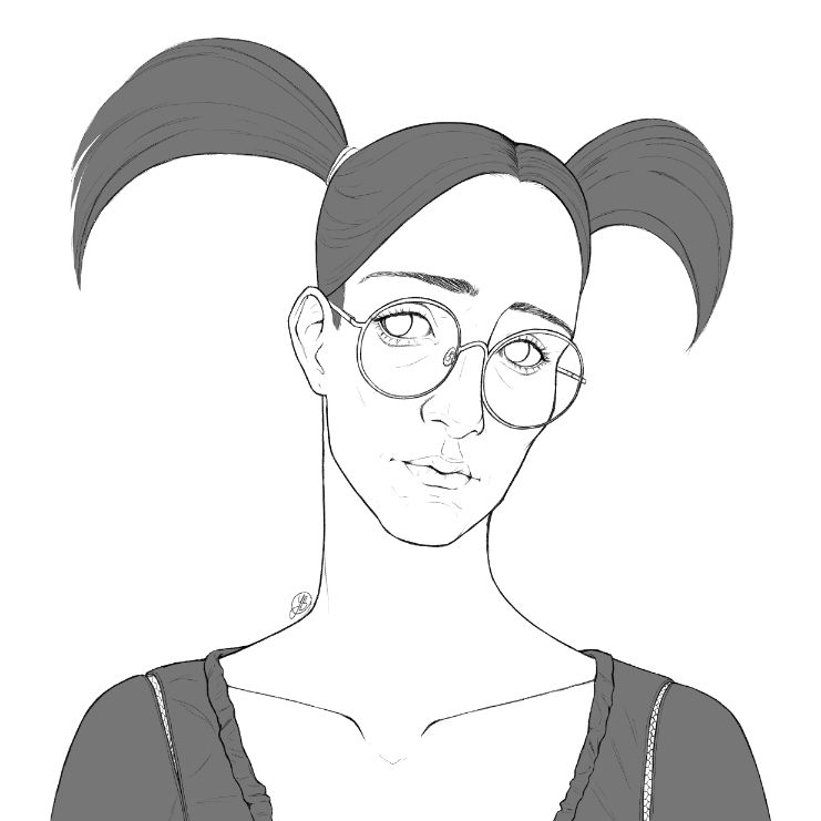 A digital ilustration of Cassandra Goth, from The Sims 2