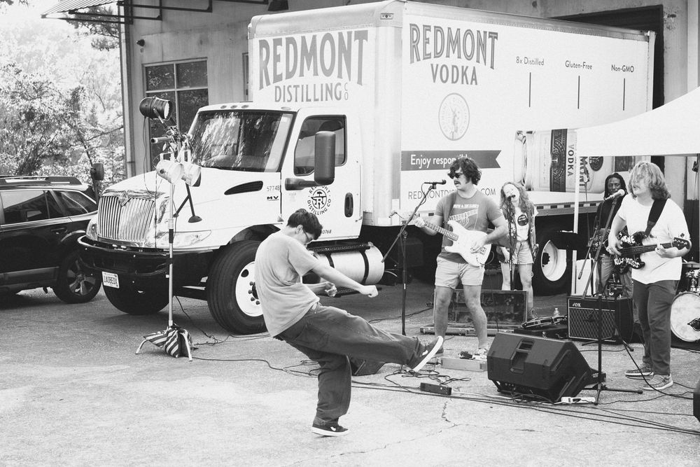 Black and white photo from the Punk Rock Flea Market in Birmingham, Alabama