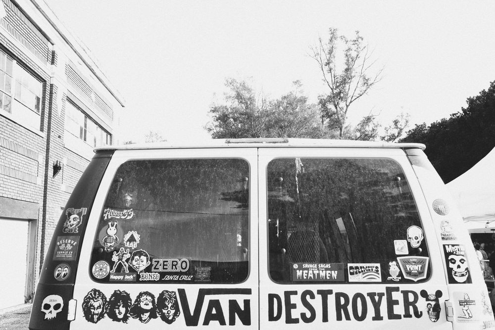 Black and white photo from the Punk Rock Flea Market in Birmingham, Alabama