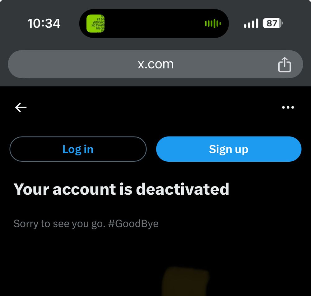 screenshot deactivating X account with soundbar playing the album brat by charli xcx
