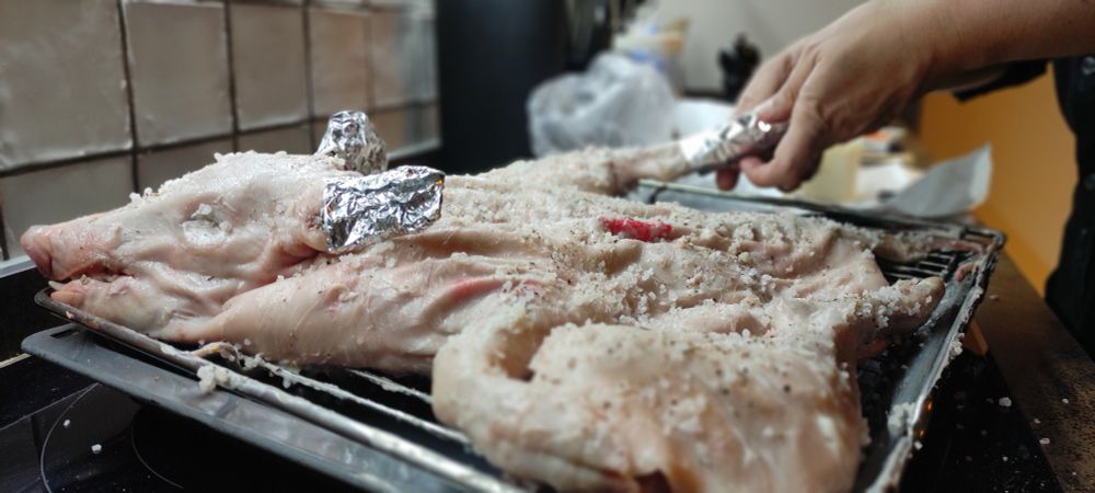 Garrinet preparat per entrar a forn