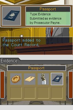 ace attorney for 3ds gameplay screenshot of court record during case 1-1