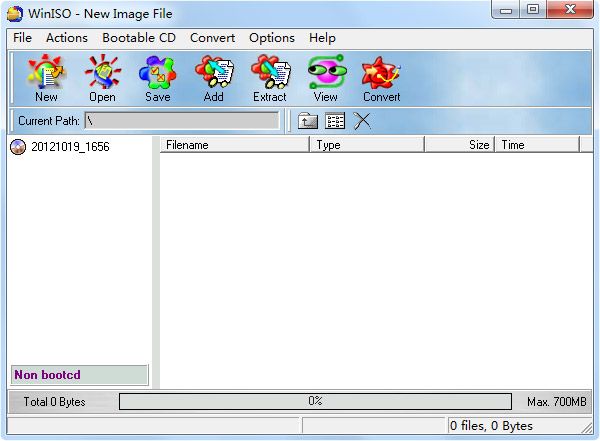 old WinISO interface with a view icon that has huge oval eyes 