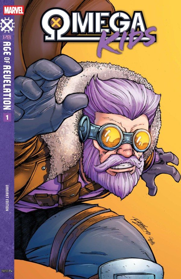 a variant cover by Ron Lim for #MarvelComics Omega Kids, featuring an older, bearded Quentin Quire (Kid Omega)