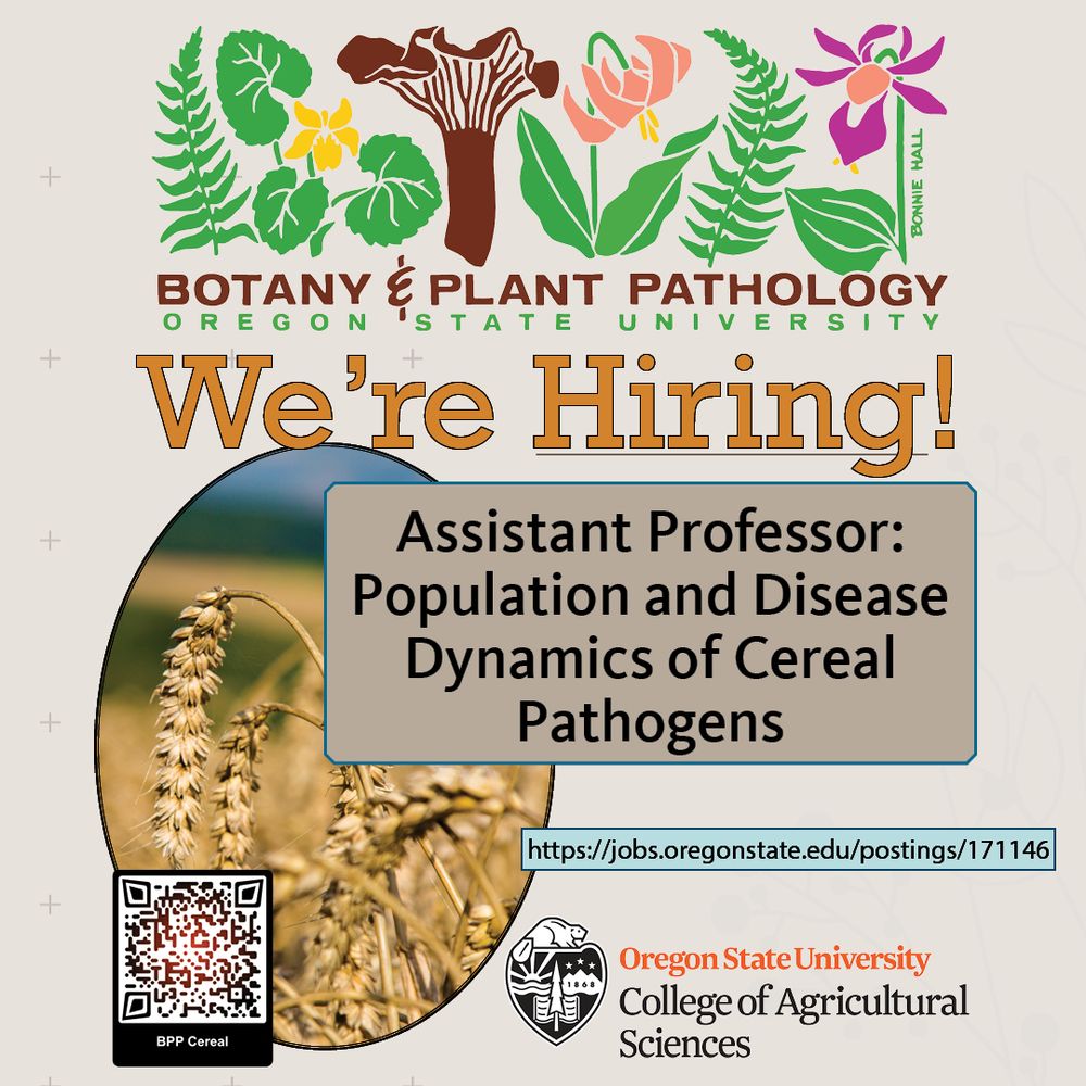 The Department of Botany and Plant Pathology at Oregon State University is hiring an Assistant Professor to study cereal pathogens