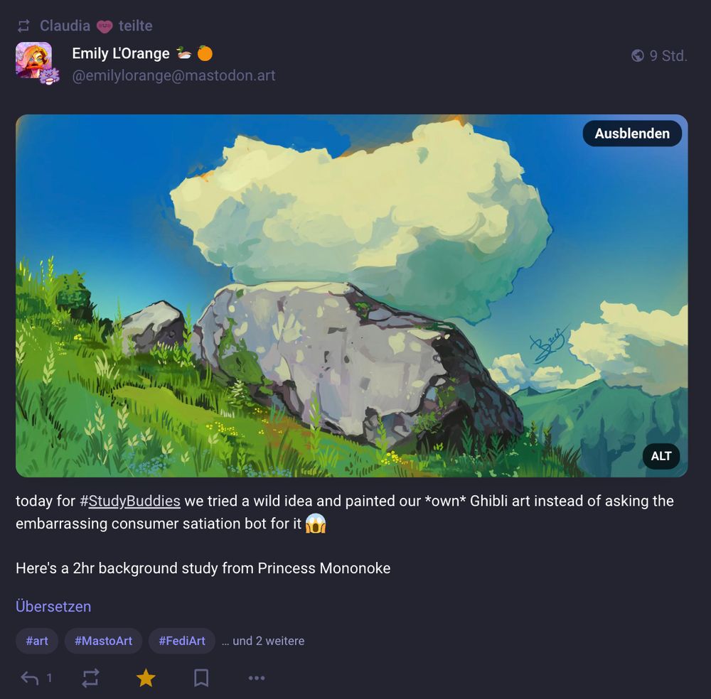Screenshot of an rearranged Mastodon post with image above the text.