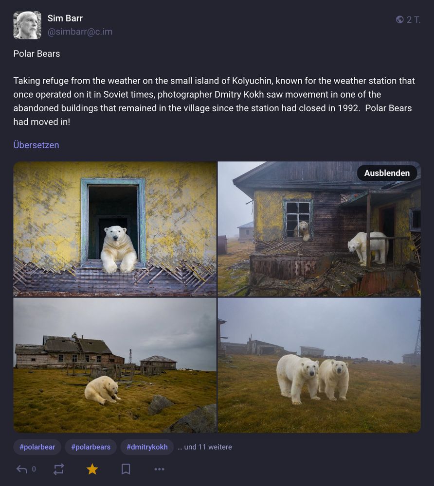 Screenshot of an original Mastodon post with four images below the text.