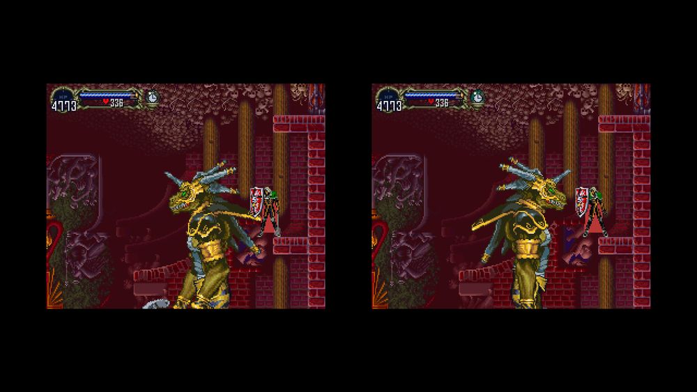 Screenshots showing the Alucard Shield does not reach Galamoth's face from the nearby ledge.