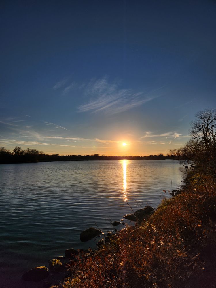 Sun setting over the lake