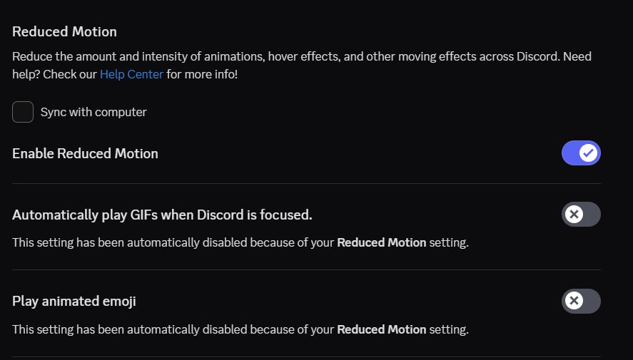 Discord settings