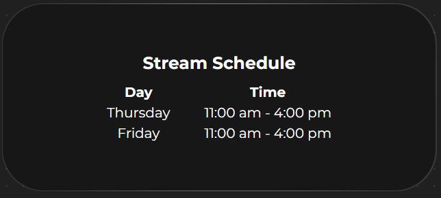 Stream Schedule preview