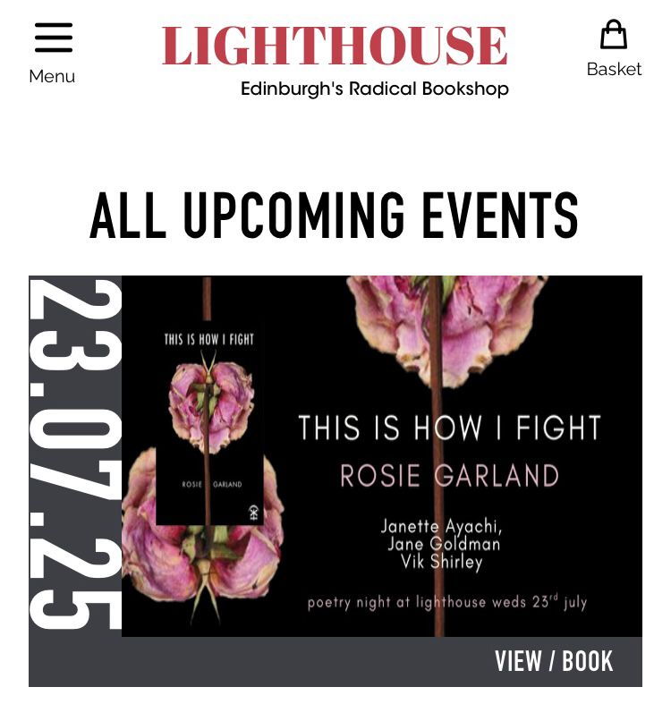Image shows event announcement for book launch of This Is How I Fight 23 July 